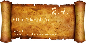 Riha Adorján névjegykártya
